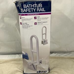 Drive Medical 12036 Adjustable Bathtub Safety Rail White Clamp-on Grab Bar 12"
